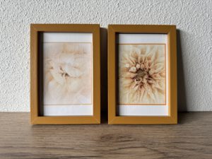 Flower-Crush print in lijst (set van 2) oker-2