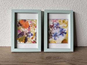 Flower-Crush print in lijst (set van 2) mintgroen-1