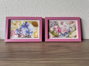 Flower-Crush print in lijst (set van 2) roze-1